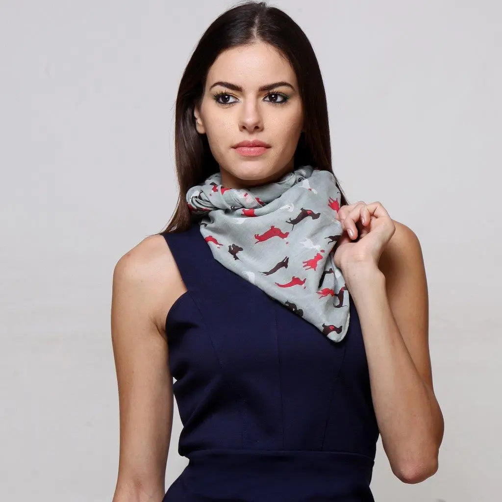 Dog Print Cotton Scarf Ocean Ray London