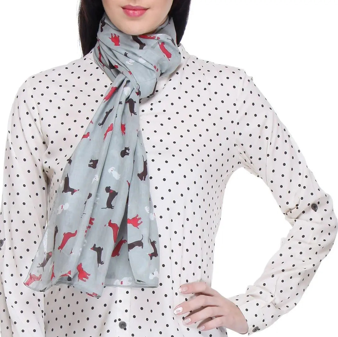 Dog Print Cotton Scarf Ocean Ray London