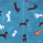 Dog Print Cotton Scarf - Teal Ocean Ray London