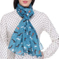 Dog Print Cotton Scarf - Teal Ocean Ray London