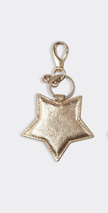 Leather star keyring Gold