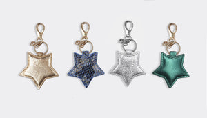 Leather star keyring - Emrald Green