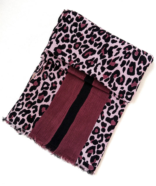 Leopard Scarf - Pink with Berry Color Print Ocean Ray London